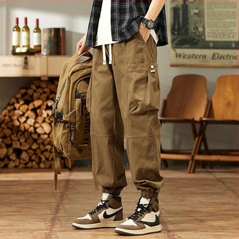 Pantaloni de trening din bumbac pur pentru bărbați și femei, stil american, cu talie înaltă, cu picior larg, stil stradal, slăbire, stil american, retro, cu vârful degetelor, pantaloni slăbiti, îmbrăcăminte pentru bărbați