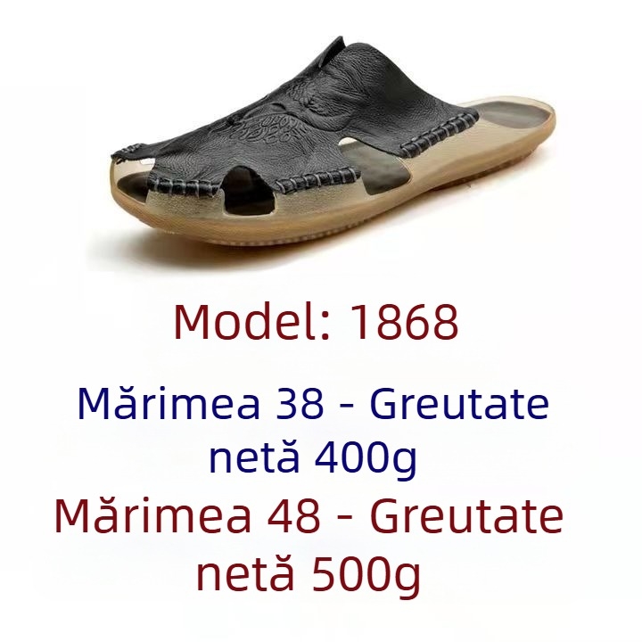 Sandale de plajă plate pentru bărbați, vara anului 2023, papuci din piele de vacă reală, casual, comerț exterior transfrontalier, dimensiuni mari, sandale, pantofi de plajă pentru bărbați