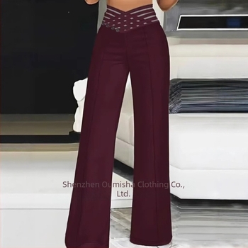 Amazon, vânzare fierbinte 2025, comerț exterior european și american, nou, curea goală pentru femei, talie înaltă micro, pantaloni largi casual, cu picior larg