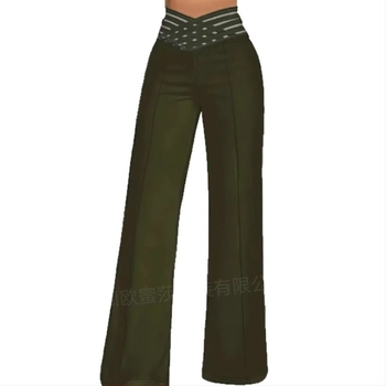 Amazon, vânzare fierbinte 2025, comerț exterior european și american, nou, curea goală pentru femei, talie înaltă micro, pantaloni largi casual, cu picior larg