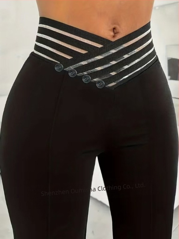 Amazon, vânzare fierbinte 2025, comerț exterior european și american, nou, curea goală pentru femei, talie înaltă micro, pantaloni largi casual, cu picior larg