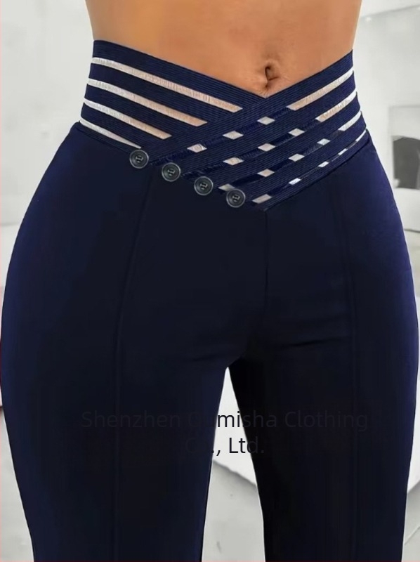 Amazon, vânzare fierbinte 2025, comerț exterior european și american, nou, curea goală pentru femei, talie înaltă micro, pantaloni largi casual, cu picior larg