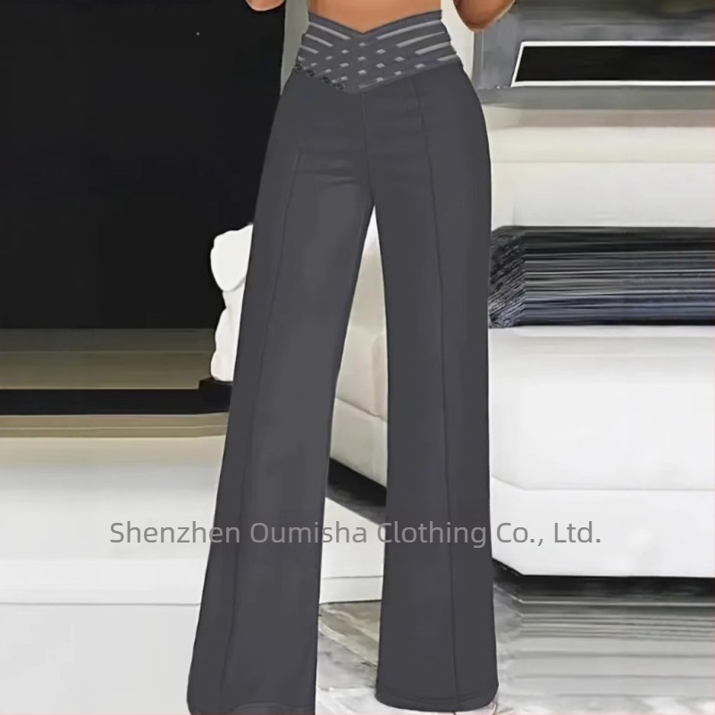 Amazon, vânzare fierbinte 2025, comerț exterior european și american, nou, curea goală pentru femei, talie înaltă micro, pantaloni largi casual, cu picior larg