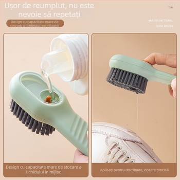 Perie de încălțăminte cu adaos de lichid, perie de încălțăminte multifuncțională, instrument profesional de spălare a încălțămintei, peri moi care nu deteriorează încălțămintea, instrument de perie de rufe de uz casnic