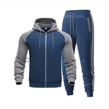 Bărbați toamna și iarna hanorac costum casual cu glugă hanorac costum sport cu fermoar jachetă cu cordon fleece material