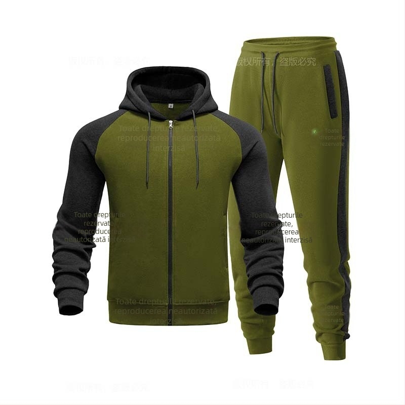 Bărbați toamna și iarna hanorac costum casual cu glugă hanorac costum sport cu fermoar jachetă cu cordon fleece material