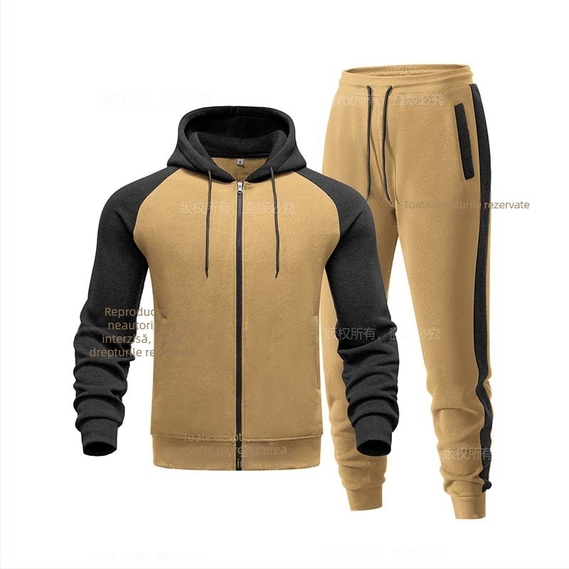 Bărbați toamna și iarna hanorac costum casual cu glugă hanorac costum sport cu fermoar jachetă cu cordon fleece material