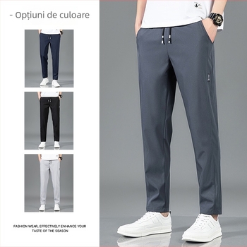 Pantaloni casual pentru bărbați, de vară, subțiri, de mătase glacială, de la Tide, pantaloni sport drepți, lejeri, o generație de păr