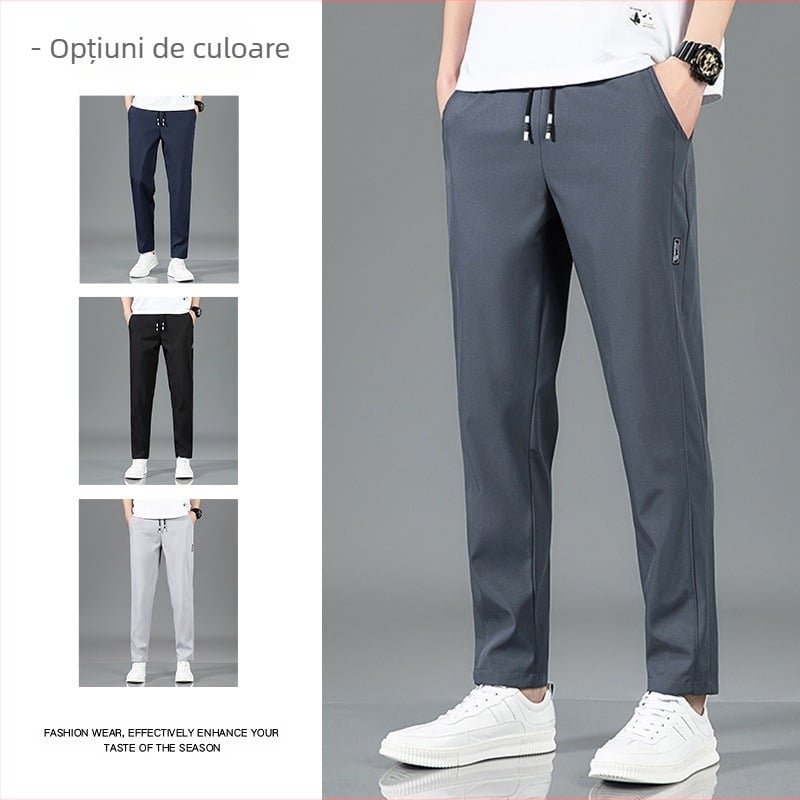 Pantaloni casual pentru bărbați, de vară, subțiri, de mătase glacială, de la Tide, pantaloni sport drepți, lejeri, o generație de păr