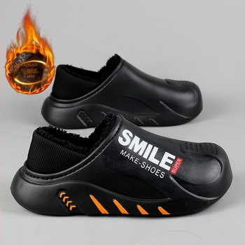 Pantofi de toamnă și iarnă pentru bărbați 2023, pantofi casual la modă, cu căptușeală din fleece, papuci călduroși, îmbrăcăminte exterioară, pantofi cu vârful închis, alunecări din bumbac, pantofi de casă cu blană