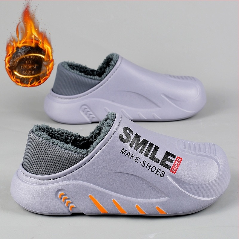 Pantofi de toamnă și iarnă pentru bărbați 2023, pantofi casual la modă, cu căptușeală din fleece, papuci călduroși, îmbrăcăminte exterioară, pantofi cu vârful închis, alunecări din bumbac, pantofi de casă cu blană