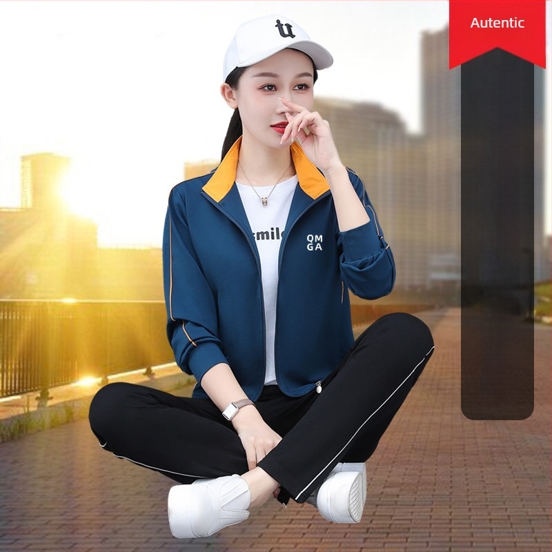 Costum de toamnă pentru mame de vârstă mijlocie, la modă, din trei piese, îmbrăcăminte sport casual nouă pentru femei, primăvară și toamnă, la modă, respirabil