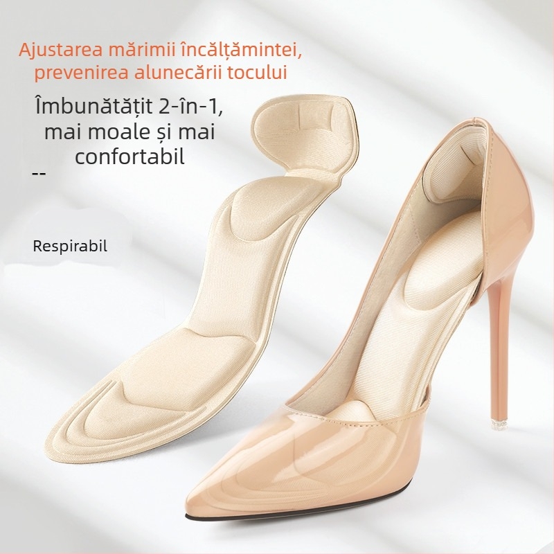 Branțuri 4D pentru femei care nu sunt obosite după ce au stat în picioare mult timp, absorbante de transpirație, respirabile, îngroșate, absorbante de șocuri, pantofi cu toc înalt super-moi, tampoane de mărime mică, autocolante pentru călcâi