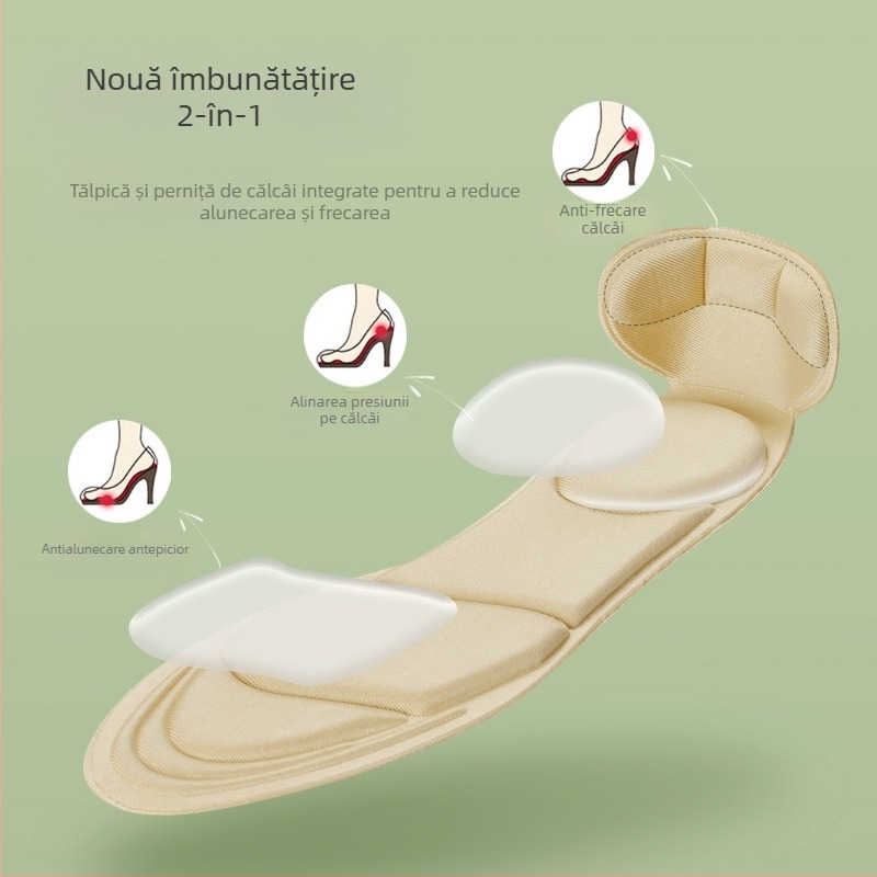 Branțuri 4D pentru femei care nu sunt obosite după ce au stat în picioare mult timp, absorbante de transpirație, respirabile, îngroșate, absorbante de șocuri, pantofi cu toc înalt super-moi, tampoane de mărime mică, autocolante pentru călcâi
