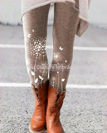 Toamna 2022, comerț exterior transfrontalier, modă europeană și americană, pantaloni slim fit, imprimați, periați, cizme, pantaloni, îmbrăcăminte pentru femei