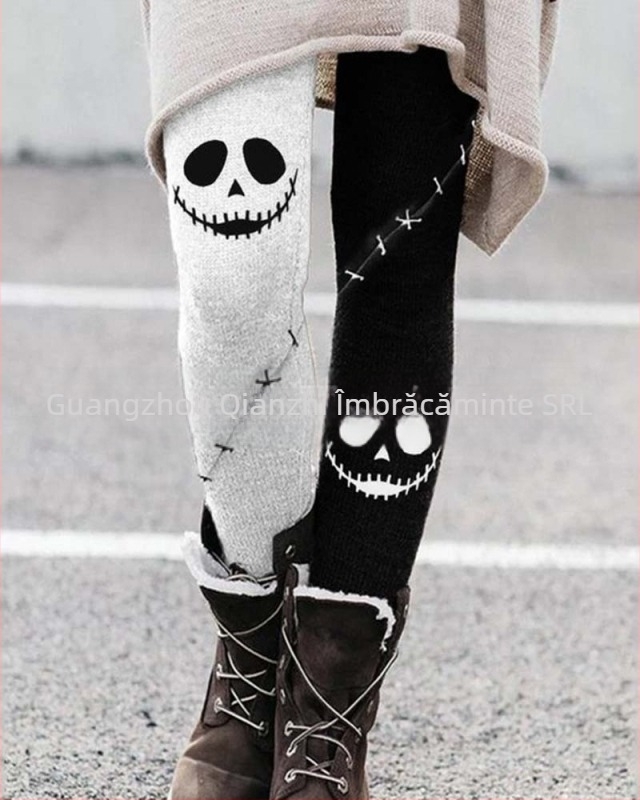 Toamna 2022, comerț exterior transfrontalier, modă europeană și americană, pantaloni slim fit, imprimați, periați, cizme, pantaloni, îmbrăcăminte pentru femei