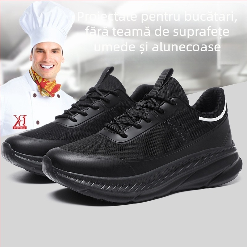 Pantofi de bucătărie profesionali pentru bărbați, antiderapanți, impermeabili, rezistenti la ulei, rezistenti la mirosuri, respirabili, cu spate, pentru bucătărie