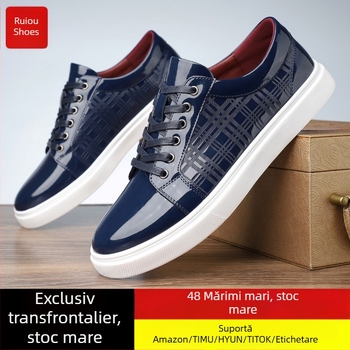 Pantofi sport pentru bărbați, stil formal, din piele naturală, cu toc înalt, stil business, casual, 39-48, curea, pantofi de afaceri lucioși pentru bărbați