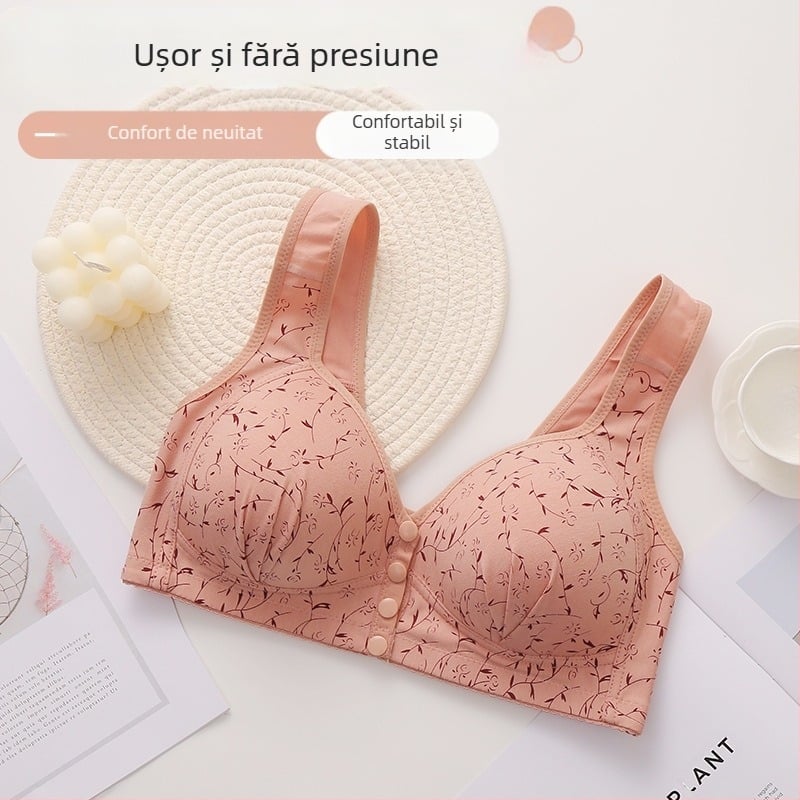 Sutien subțire cu cataramă frontală transfrontalieră pentru mame, lenjerie intimă pentru femei, mărime plus, fără inele de oțel, cupă fixă, stil vestă