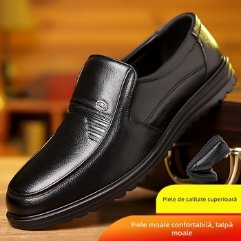 Pantofi din piele de vacă pentru bărbați, mărimea mare 47, pantofi casual de afaceri, talpă moale, vârf rotund, pantofi pentru tătici de vârstă mijlocie și vârstnici, sandale Hundred Tower
