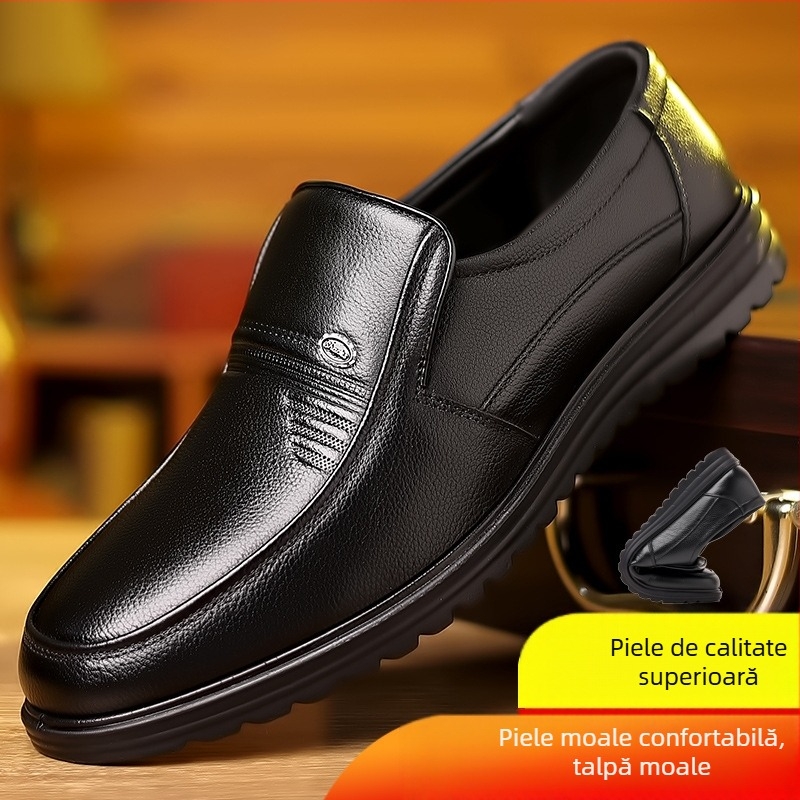 Pantofi din piele de vacă pentru bărbați, mărimea mare 47, pantofi casual de afaceri, talpă moale, vârf rotund, pantofi pentru tătici de vârstă mijlocie și vârstnici, sandale Hundred Tower