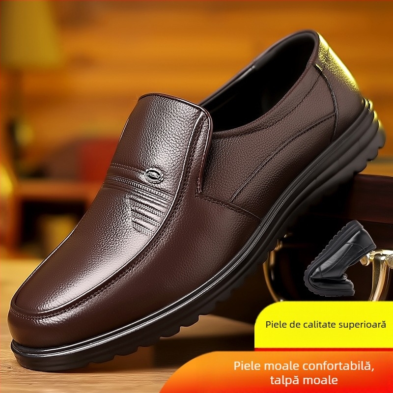 Pantofi din piele de vacă pentru bărbați, mărimea mare 47, pantofi casual de afaceri, talpă moale, vârf rotund, pantofi pentru tătici de vârstă mijlocie și vârstnici, sandale Hundred Tower