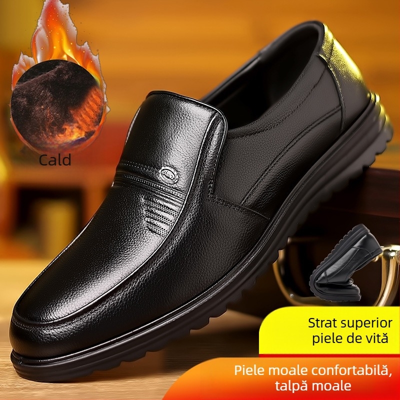 Pantofi din piele de vacă pentru bărbați, mărimea mare 47, pantofi casual de afaceri, talpă moale, vârf rotund, pantofi pentru tătici de vârstă mijlocie și vârstnici, sandale Hundred Tower