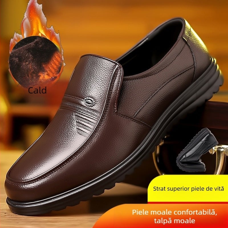 Pantofi din piele de vacă pentru bărbați, mărimea mare 47, pantofi casual de afaceri, talpă moale, vârf rotund, pantofi pentru tătici de vârstă mijlocie și vârstnici, sandale Hundred Tower