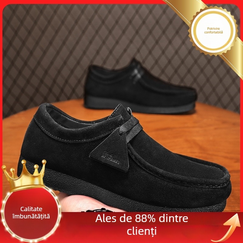 Pantofi sport pentru bărbați 2025, primăvara nouă, la modă, toate potrivirile, retro britanic, din piele impermeabilă, casual, mocasini fără slip