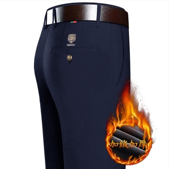 Pantaloni sport bărbați, stil coreean, cu cap de tigru, brodați, stil casual, stil căptușit cu fleece, toamnă și iarnă