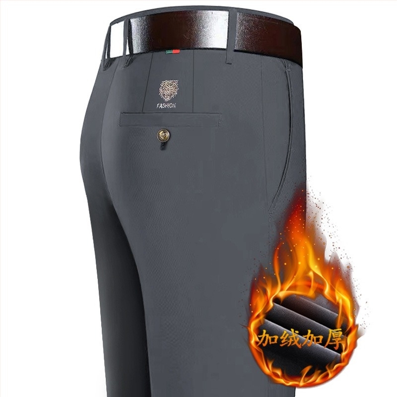 Pantaloni sport bărbați, stil coreean, cu cap de tigru, brodați, stil casual, stil căptușit cu fleece, toamnă și iarnă