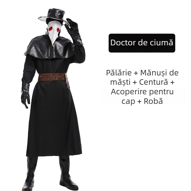 Costum de Halloween Crow cu gură lungă, stil medieval steam punk, Ant Man, costum european și american de doctor cu gură de pasăre ciumă
