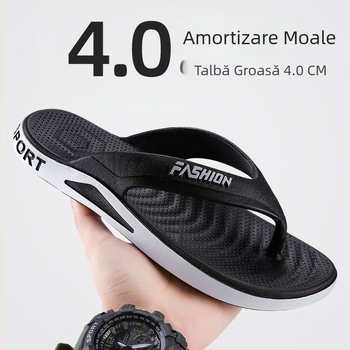 Papuci de vară pentru bărbați, cu talpă groasă, antiderapanți, fantezii super moi, haine de exterior pentru casă, baie, sandale de vară rezistente la uzură