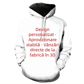 2024 primăvara și toamna nouă hanorac transfrontalier stil european și american modă all-match 3D imprimat hanorac bărbați confortabil vintage cu glugă
