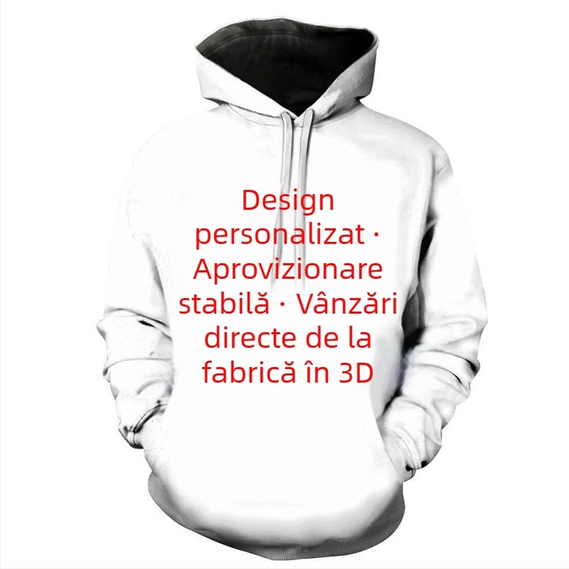 2024 primăvara și toamna nouă hanorac transfrontalier stil european și american modă all-match 3D imprimat hanorac bărbați confortabil vintage cu glugă