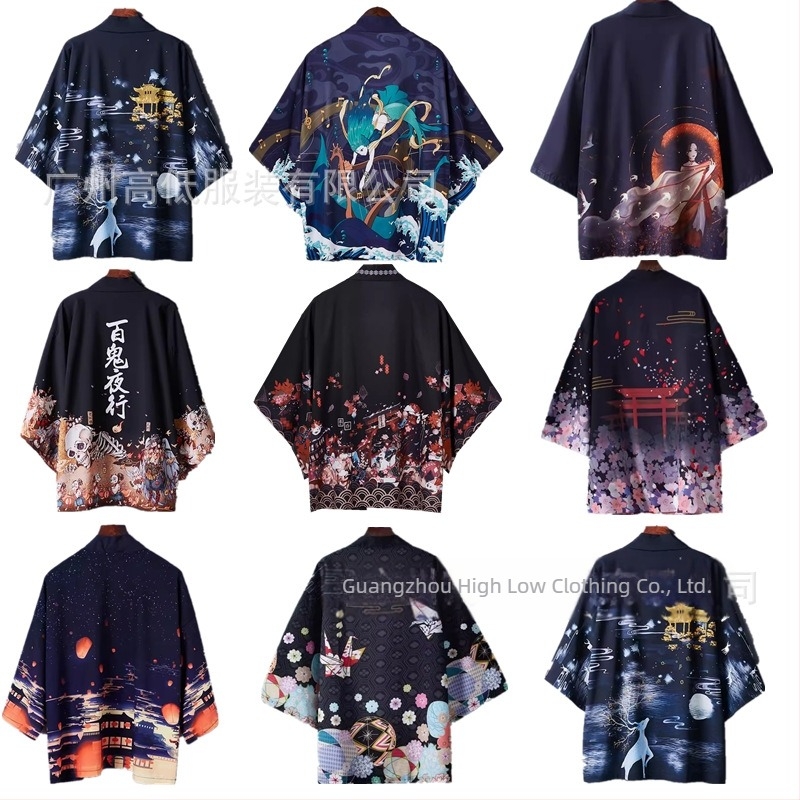 2024 Produs nou transfrontalier Element Series Pelerina nouă Harajuku Kimono Robă Outwear Haori Pelerina Cardigan