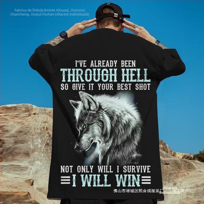 Tricouri cu animale pentru bărbați, imprimeu 3D Wolf, Street Harajuku, scurte