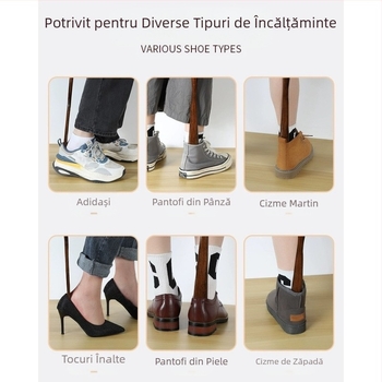 Extractor de pantofi din lemn masiv, mâner lung, pentru femeile însărcinate în vârstă, nu se îndoi, extractor de pantofi, uzură de pantofi, artefact din lemn, economisește timp