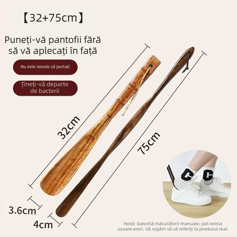 Extractor de pantofi din lemn masiv, mâner lung, pentru femeile însărcinate în vârstă, nu se îndoi, extractor de pantofi, uzură de pantofi, artefact din lemn, economisește timp