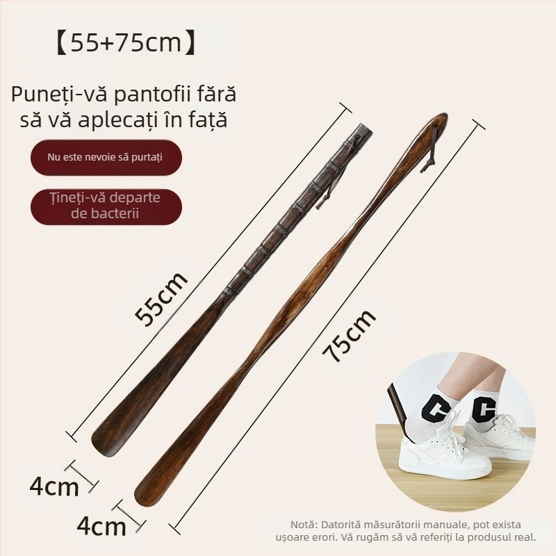 Extractor de pantofi din lemn masiv, mâner lung, pentru femeile însărcinate în vârstă, nu se îndoi, extractor de pantofi, uzură de pantofi, artefact din lemn, economisește timp