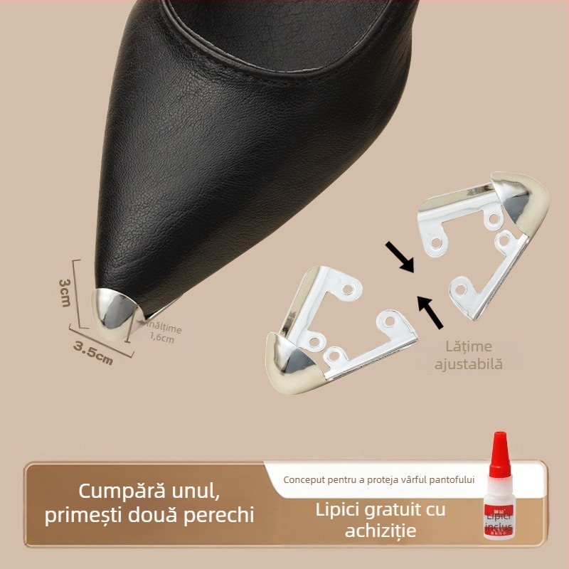 Protecție pentru degete de la picioare, Protecție pentru degete de la picioare, Vârf de pantof anti-lovitură, Husă din piele pentru vârful pantofului, Repararea tocurilor înalte, Geantă cu vârful ascuțit, Artefact cu cap metalic pentru degete