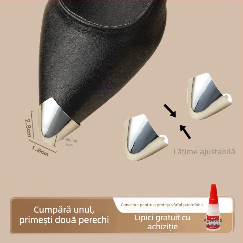 Protecție pentru degete de la picioare, Protecție pentru degete de la picioare, Vârf de pantof anti-lovitură, Husă din piele pentru vârful pantofului, Repararea tocurilor înalte, Geantă cu vârful ascuțit, Artefact cu cap metalic pentru degete