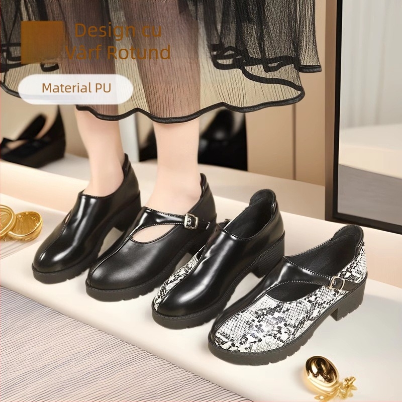 Mocasini din piele retro la modă, stil britanic, primăvară și iarnă, toamnă, stil occidental, cu model de șarpe, mărime plus, comerț exterior