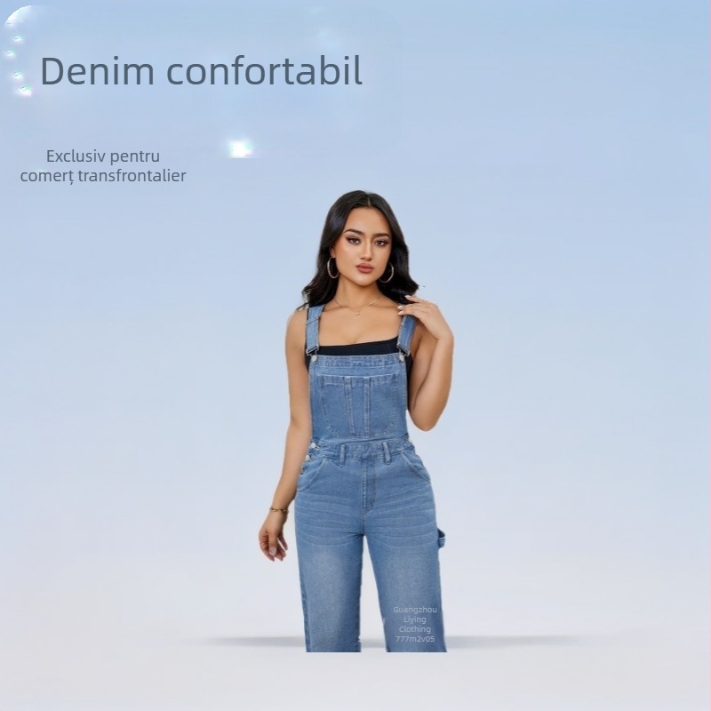 Blugi pentru femei, la mare căutare, exclusivi pentru comerțul exterior european și american, salopete din denim spălat cu personalitate