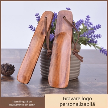 Extractor de pantofi leneș 15,5 cm extractor de pantofi din lemn cu frânghie din piele de vacă extractor de pantofi de uz casnic ridicator de pantofi accesorii pentru încălțăminte cu laser