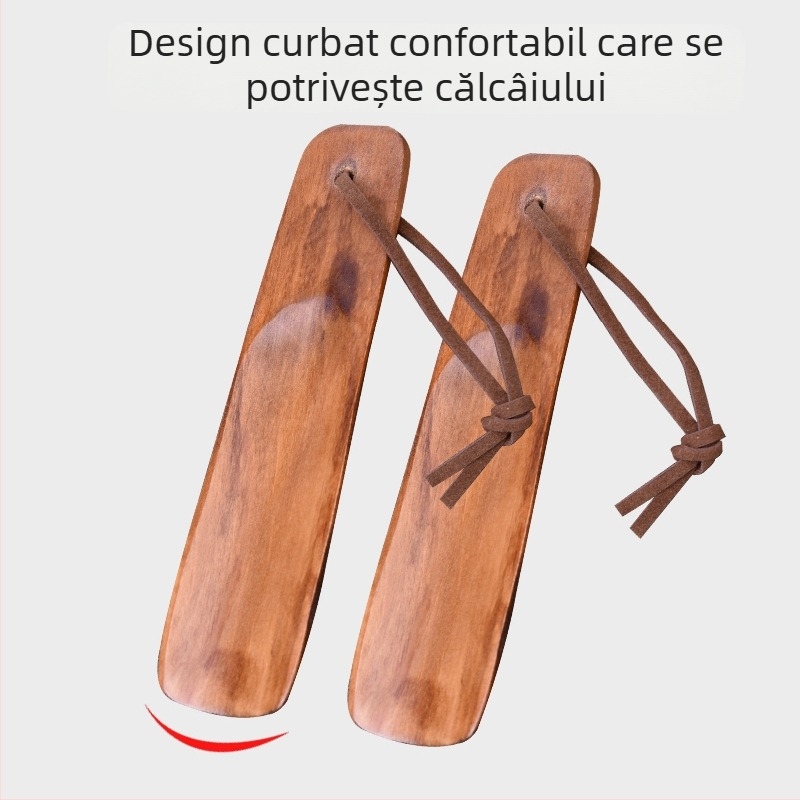 Extractor de pantofi leneș 15,5 cm extractor de pantofi din lemn cu frânghie din piele de vacă extractor de pantofi de uz casnic ridicator de pantofi accesorii pentru încălțăminte cu laser