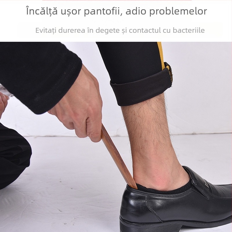 Extractor de pantofi leneș 15,5 cm extractor de pantofi din lemn cu frânghie din piele de vacă extractor de pantofi de uz casnic ridicator de pantofi accesorii pentru încălțăminte cu laser