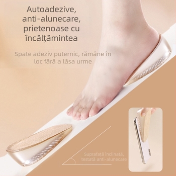 Brant interior cu înălțime pentru femei, pernuță invizibilă pentru cizme, special pentru sport casual, deodorant, respirabil și confortabil, jumătate de pernuță din silicon pentru bărbați care nu obosește picioarele