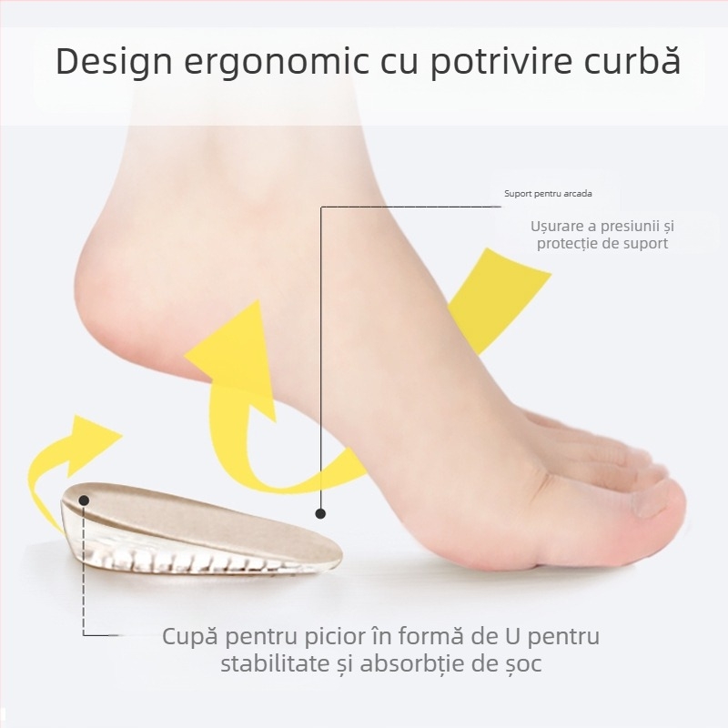 Brant interior cu înălțime pentru femei, pernuță invizibilă pentru cizme, special pentru sport casual, deodorant, respirabil și confortabil, jumătate de pernuță din silicon pentru bărbați care nu obosește picioarele