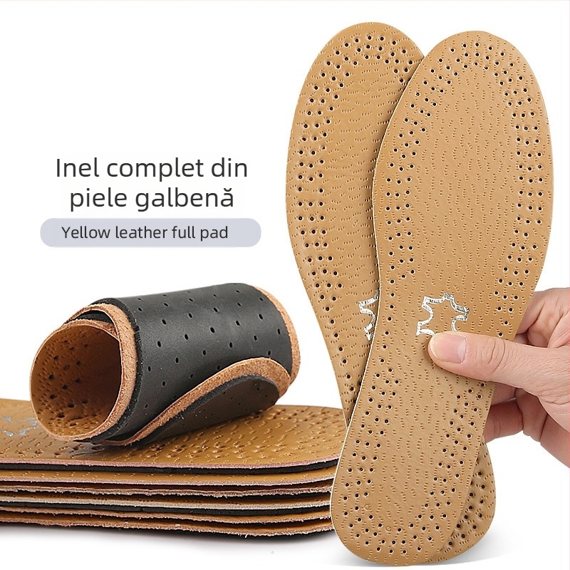 Branturi interioare din piele pentru bărbați, piele de vacă îngroșată cu primul strat, absorbante de transpirație, absorbante de șocuri, respirabile, cu amortizare completă, vânzări directe, respirabile și absorbante de șocuri pentru bărbați și femei